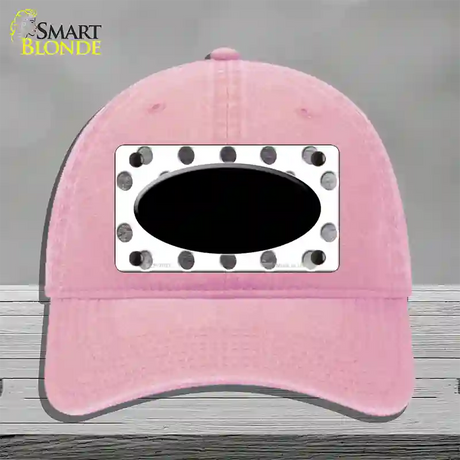 Black White Dots Oval Oil Rubbed Novelty License Plate Hat Unconstructed Cotton / Pink