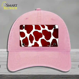 Red White Giraffe Oil Rubbed Novelty License Plate Hat Unconstructed Cotton / Pink