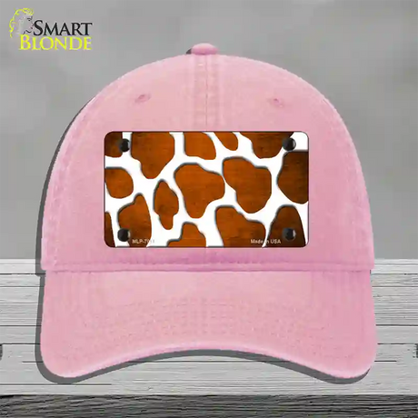 Orange White Giraffe Oil Rubbed Novelty License Plate Hat Unconstructed Cotton / Pink