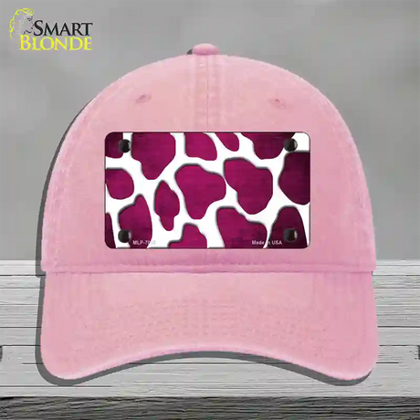 Pink White Giraffe Oil Rubbed Novelty License Plate Hat Unconstructed Cotton / Pink