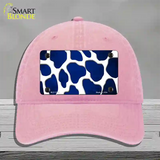 Blue White Giraffe Oil Rubbed Novelty License Plate Hat Unconstructed Cotton / Pink