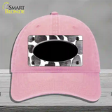 Black White Oval Giraffe Oil Rubbed Novelty License Plate Hat Unconstructed Cotton / Pink