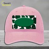 Green White Oval Giraffe Oil Rubbed Novelty License Plate Hat Unconstructed Cotton / Pink