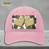 Gold White Hearts Giraffe Oil Rubbed Novelty License Plate Hat Unconstructed Cotton / Pink