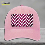 Pink White Chevron Oil Rubbed Novelty License Plate Hat Unconstructed Cotton / Pink