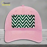 Green White Chevron Oil Rubbed Novelty License Plate Hat Unconstructed Cotton / Pink