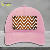 Orange White Chevron Oil Rubbed Novelty License Plate Hat Unconstructed Cotton / Pink