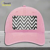 Gray White Chevron Oil Rubbed Novelty License Plate Hat Unconstructed Cotton / Pink