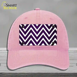 Purple White Chevron Oil Rubbed Novelty License Plate Hat Unconstructed Cotton / Pink