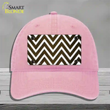 Brown White Chevron Oil Rubbed Novelty License Plate Hat Unconstructed Cotton / Pink