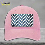 Light Blue White Chevron Oil Rubbed Novelty License Plate Hat Unconstructed Cotton / Pink