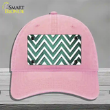 Mint White Chevron Oil Rubbed Novelty License Plate Hat Unconstructed Cotton / Pink