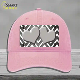 Gray White Hearts Chevron Oil Rubbed Novelty License Plate Hat Unconstructed Cotton / Pink