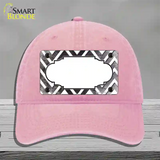 Black White Chevron Scallop Oil Rubbed Novelty License Plate Hat Unconstructed Cotton / Pink