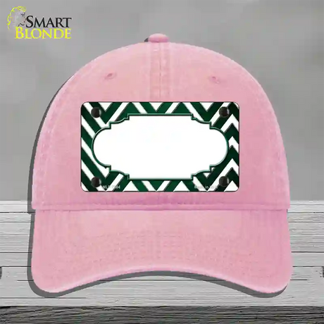 Green White Chevron Scallop Oil Rubbed Novelty License Plate Hat Unconstructed Cotton / Pink