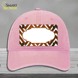 Orange White Chevron Scallop Oil Rubbed Novelty License Plate Hat Unconstructed Cotton / Pink