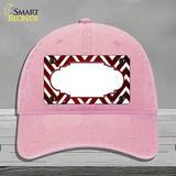 Red White Chevron Scallop Oil Rubbed Novelty License Plate Hat Unconstructed Cotton / Pink