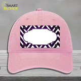 Purple White Chevron Scallop Oil Rubbed Novelty License Plate Hat Unconstructed Cotton / Pink