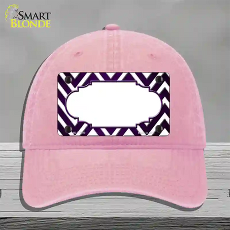 Purple White Chevron Scallop Oil Rubbed Novelty License Plate Hat Unconstructed Cotton / Pink