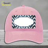 Light Blue White Chevron Scallop Oil Rubbed Novelty License Plate Hat Unconstructed Cotton / Pink