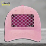 Pink White Quatrefoil Oil Rubbed Novelty License Plate Hat Unconstructed Cotton / Pink