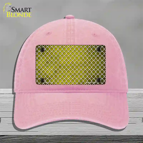 Yellow White Quatrefoil Oil Rubbed Novelty License Plate Hat Unconstructed Cotton / Pink