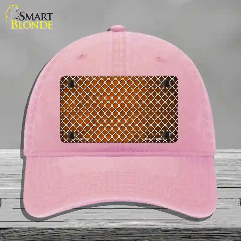 Orange White Quatrefoil Oil Rubbed Novelty License Plate Hat Unconstructed Cotton / Pink