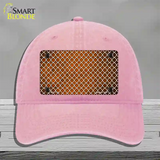 Orange White Quatrefoil Oil Rubbed Novelty License Plate Hat Unconstructed Cotton / Pink