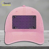 Purple White Quatrefoil Oil Rubbed Novelty License Plate Hat Unconstructed Cotton / Pink