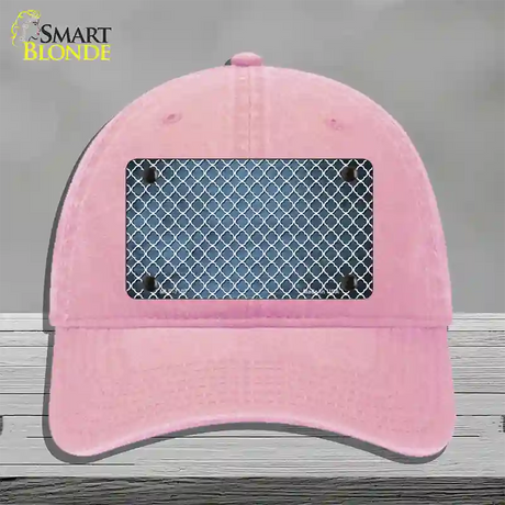 Light Blue White Quatrefoil Oil Rubbed Novelty License Plate Hat Unconstructed Cotton / Pink