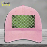 Lime Green White Quatrefoil Oil Rubbed Novelty License Plate Hat Unconstructed Cotton / Pink