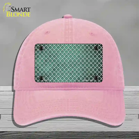 Mint White Quatrefoil Oil Rubbed Novelty License Plate Hat Unconstructed Cotton / Pink