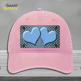 Light Blue White Quatrefoil Hearts Oil Rubbed Novelty License Plate Hat Unconstructed Cotton / Pink