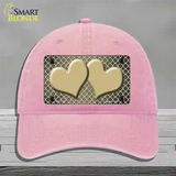 Gold White Quatrefoil Hearts Oil Rubbed Novelty License Plate Hat Unconstructed Cotton / Pink