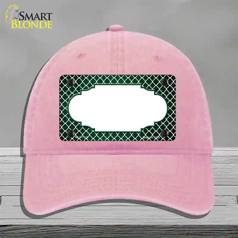 Green White Quatrefoil Scallop Oil Rubbed Novelty License Plate Hat Unconstructed Cotton / Pink