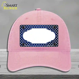 Blue White Quatrefoil Scallop Oil Rubbed Novelty License Plate Hat Unconstructed Cotton / Pink