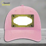 Yellow White Quatrefoil Scallop Oil Rubbed Novelty License Plate Hat Unconstructed Cotton / Pink