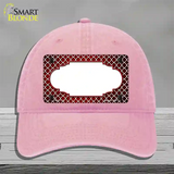 Red White Quatrefoil Scallop Oil Rubbed Novelty License Plate Hat Unconstructed Cotton / Pink