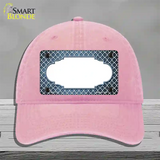 Light Blue White Quatrefoil Scallop Oil Rubbed Novelty License Plate Hat Unconstructed Cotton / Pink