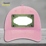 Lime Green White Quatrefoil Scallop Oil Rubbed Novelty License Plate Hat Unconstructed Cotton / Pink