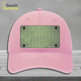 Lime Green White Small Chevron Oil Rubbed Novelty License Plate Hat Unconstructed Cotton / Pink