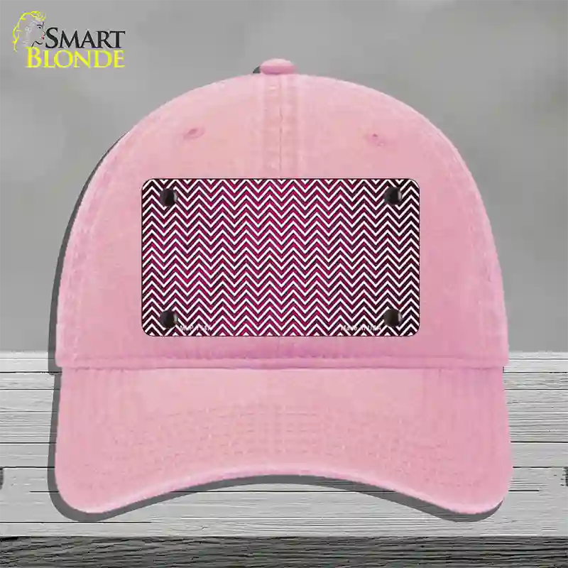 Pink White Small Chevron Oil Rubbed Novelty License Plate Hat Unconstructed Cotton / Pink