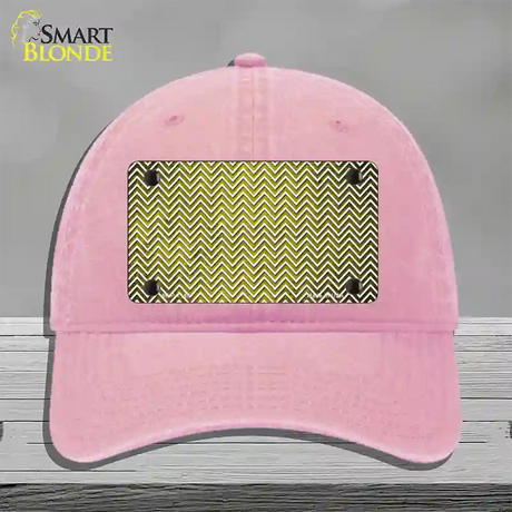 Yellow White Small Chevron Oil Rubbed Novelty License Plate Hat Unconstructed Cotton / Pink