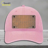 Orange White Small Chevron Oil Rubbed Novelty License Plate Hat Unconstructed Cotton / Pink