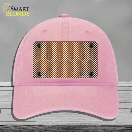 Orange White Small Chevron Oil Rubbed Novelty License Plate Hat Unconstructed Cotton / Pink