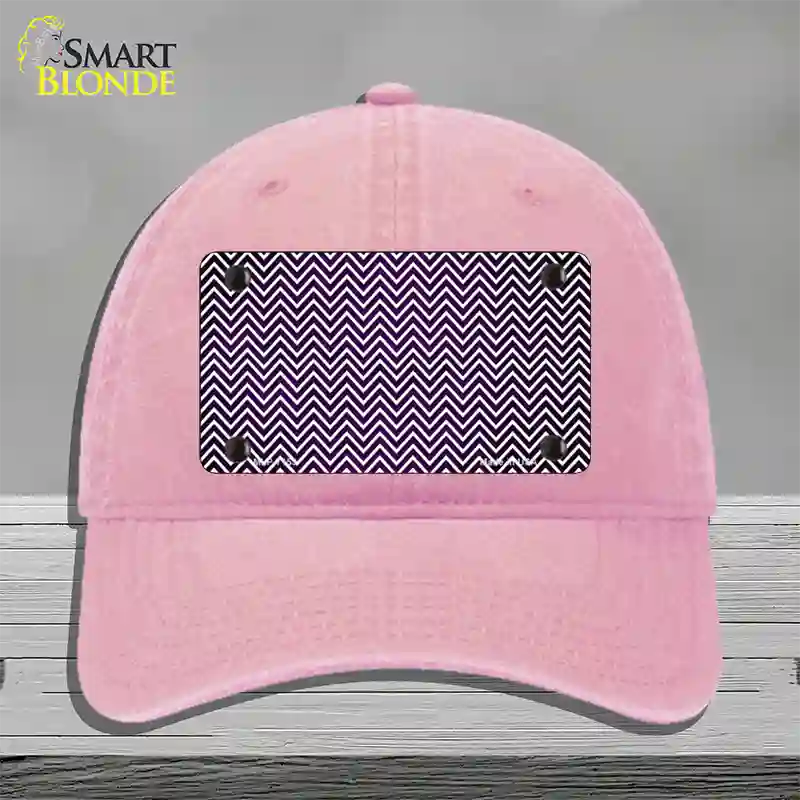 Purple White Small Chevron Oil Rubbed Novelty License Plate Hat Unconstructed Cotton / Pink