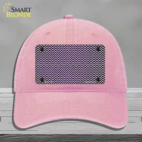 Purple White Small Chevron Oil Rubbed Novelty License Plate Hat Unconstructed Cotton / Pink