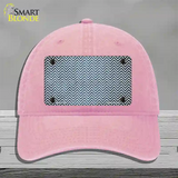 Light Blue White Small Chevron Oil Rubbed Novelty License Plate Hat Unconstructed Cotton / Pink