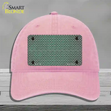 Green White Small Chevron Oil Rubbed Novelty License Plate Hat Unconstructed Cotton / Pink