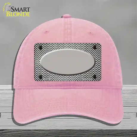 Gray White Small Chevron Oval Oil Rubbed Novelty License Plate Hat Unconstructed Cotton / Pink